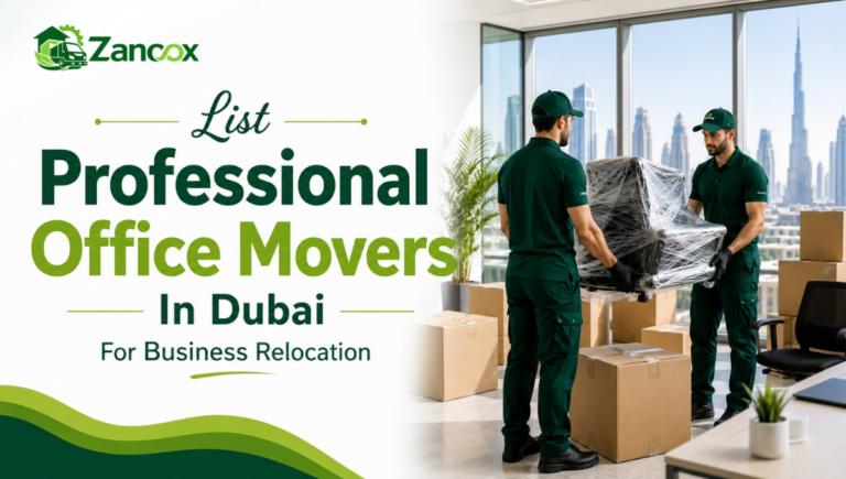 Professional office movers packing office furniture and equipment in Dubai