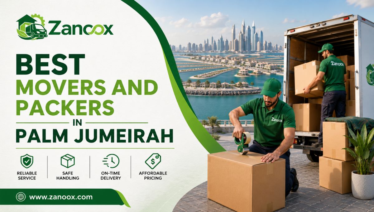 Movers and Packers in Palm Jumeirah 1 Zanoox movers and packers team relocating furniture in Palm Jumeirah, Dubai